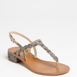 Ivanka Trump Kirby Glitter Pewter Silver Sandals